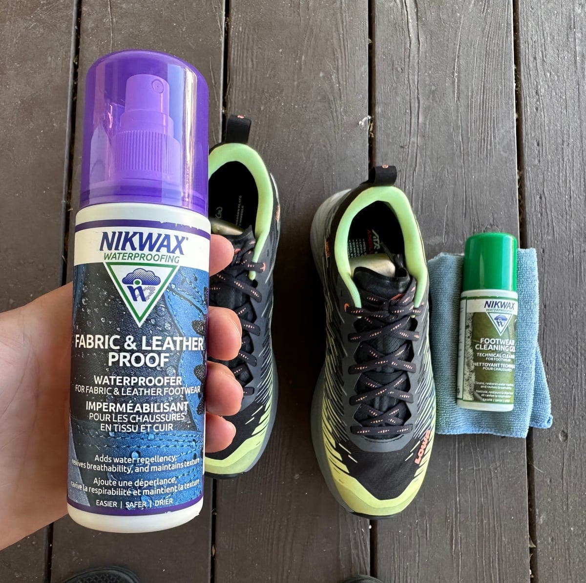Illustration for the section "Step Three: Re-Apply a Water-Based DWR Spray" from Runner's World